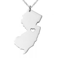New Jersey State Pendant with Cut-Out Heart 